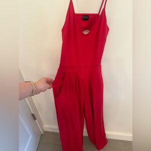 Free Press Red Jumpsuit with Keyhole Detail